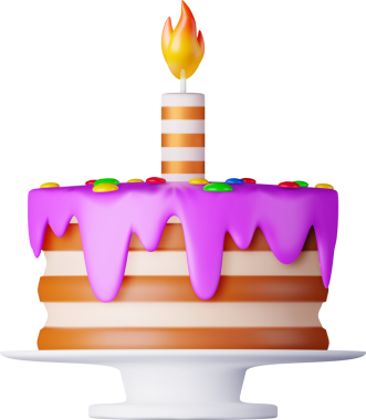 Bir Yanan Mum ile Üç Boyutlu Kek