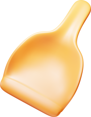 3D faraş simgesi, el tozu kabı sembolü, temizleme plastik kepçesi.