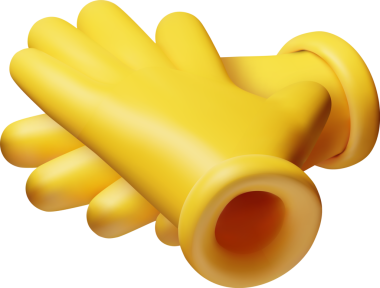 3D sarı lastik eldiven simgesi.