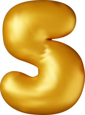 Üç boyutlu altın balon beş numara.