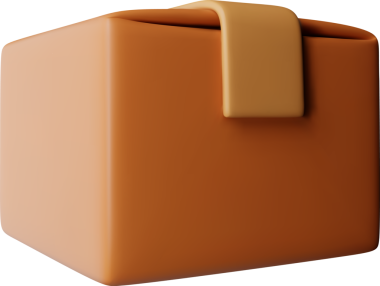 3D kapalı kahverengi karton kutu yan görünüm sembolü