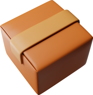 3D kapalı kahverengi karton kutu simgesi üst görünümü