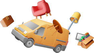 Ev eşyalarıyla birlikte 3 boyutlu dağıtım aracı