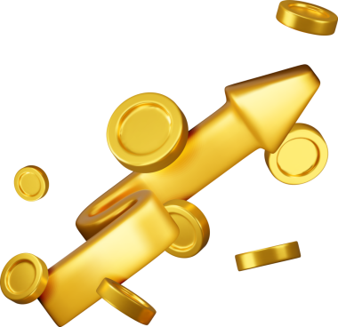 Altın Paralarla 3 Boyutlu Büyüme Çizelgesi Oku