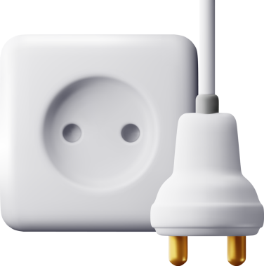 3d beyaz priz ve soket