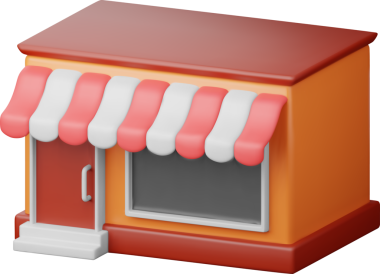 Penceresi ve kapısı simgesi olan 3D boş dükkan