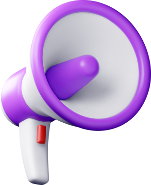 3D plastik megafon, megafon veya hoparlör sembolü