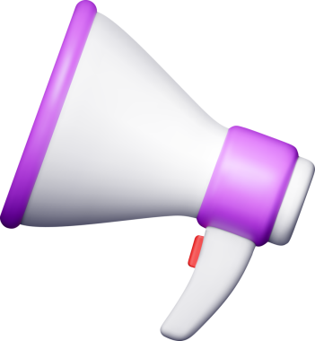 3D plastik megafon ikonu, megafon veya hoparlör