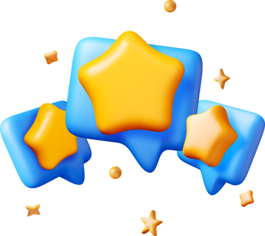 3D renkli yıldız şekilli konuşma baloncukları