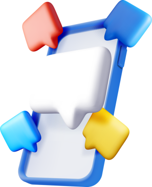 Akıllı telefon simgesinde 3B renkli konuşma baloncukları