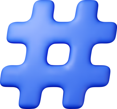 3d mavi gerçekçi hashtag sembolü