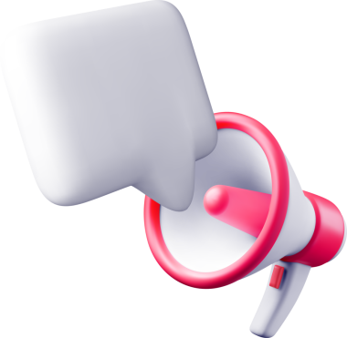 Boş baloncuk sohbet simgesine sahip 3B megafon