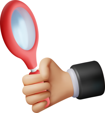 3 boyutlu kırmızı büyüteç.