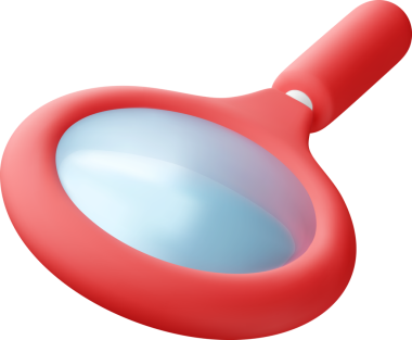 3 boyutlu kırmızı büyüteç işareti