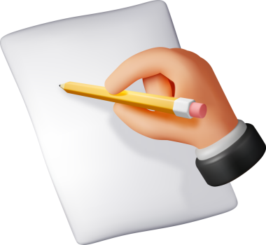 Mavi kalemli 3d beyaz kağıt sayfa