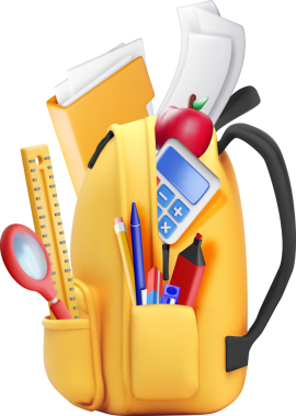 Kırtasiyeli 3D sarı okul çantası