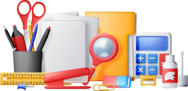 Ofis kırtasiye simgelerinin 3D kümesi