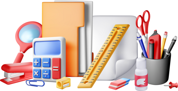 3d ofis kırtasiye sembolleri kümesi