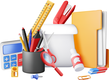 3D ofis kırtasiyesi ögeleri kümesi