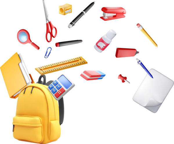 Kırtasiyeli 3D sarı okul çantası