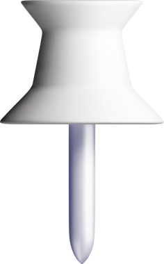 Beyaz Arkaplanda 3 Boyutlu Beyaz İtme İğnesi İzole Edildi