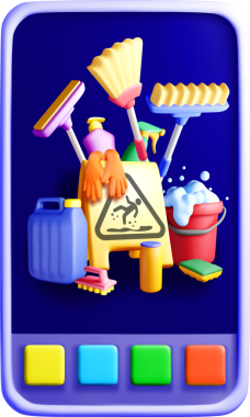 Renkli 3B Temizlik Malzemeleri Çizimi