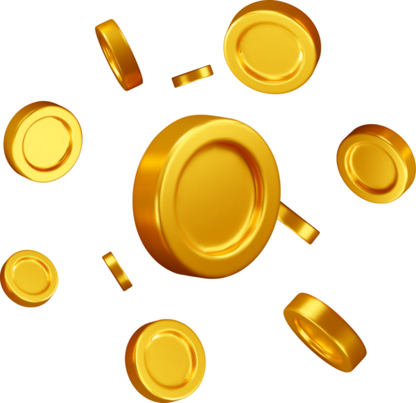 Uzayda Yüzen 3 Boyutlu Altın Paralar