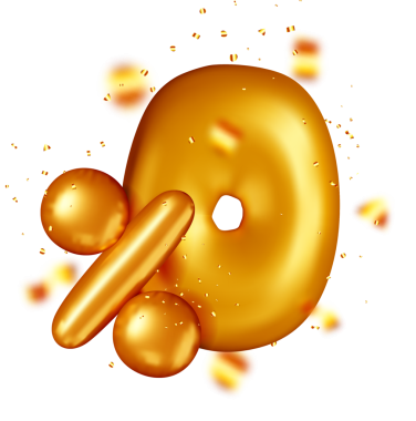 Parıltılı 3B Altın Yüzde Sembolü