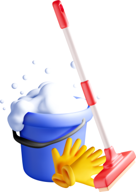 Kova ve Eldivenli 3B Temizleme Malzemeleri