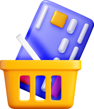 Kredi Kartı Simgesiyle 3B Alışveriş Sepeti