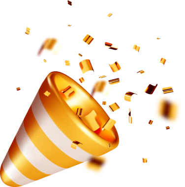 Altın Konfeti Patlaması ile Festivalsel 3 boyutlu Koni