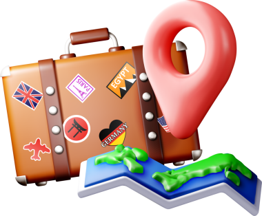 3D Seyahat Özellikleri: Bavul ve Harita Simgeleri
