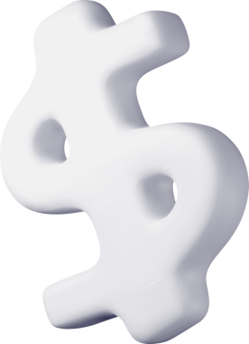 Beyaz Renkli 3B Soyut Dolar İşareti