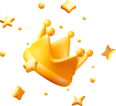 Yıldızlarla çevrili Parlak 3D Altın Taç