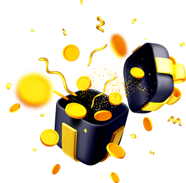 Altın paralarla dolu canlı bir 3 boyutlu hazine kutusu.