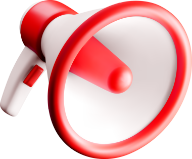 Parlak Kırmızı ve Beyaz Renkli 3D Megafon