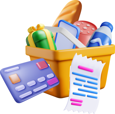 3 Boyutlu Renkli Market Sepeti