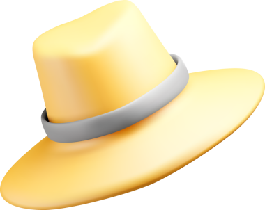 3D Şık Geniş Kenarlı Sarı Şapka Tasarımı