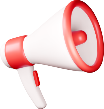 Canlı Kırmızı ve Beyaz Renkli 3D Megafon