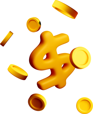 3 Boyutlu Altın Dolar İşareti ve Düşen Paralar