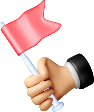 3 Boyutlu El Kızıl Bayrak Sembolü Tutuyor