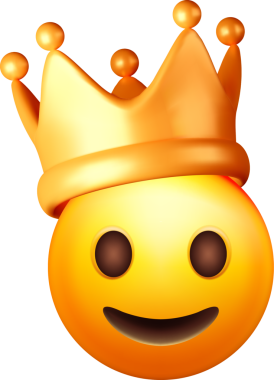 3D Taçlı Güleryüz Emoji Parlak Tasarım