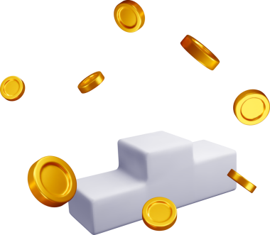 Boş bir platformun etrafına düşen 3 boyutlu madeni paralar