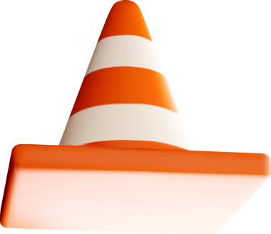 Beyaz çizgili 3D turuncu trafik koni