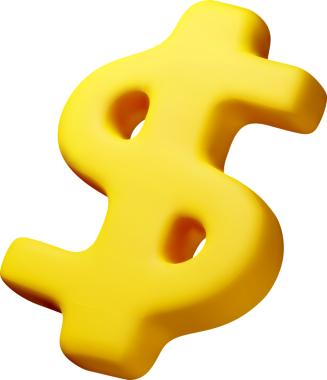 Beyaz Arkaplanda Canlı 3D Sarı Dolar İşareti