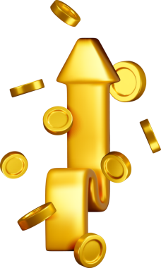 Parlayan Sikkeler Tasarımlı 3B Altın Ok