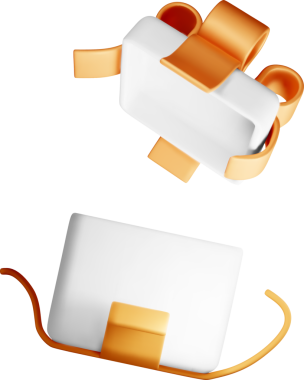 Turuncu Kurdele Tasarımlı 3B Hediye Kutusu