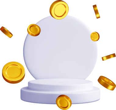 Yüzen Altın Paralar ve Taban ile 3B Görünüm