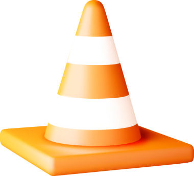 Çizgili 3D Turuncu Trafik Konisi