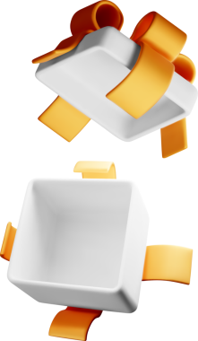 Turuncu Kurdele Tasarımlı 3B Hediye Kutusu